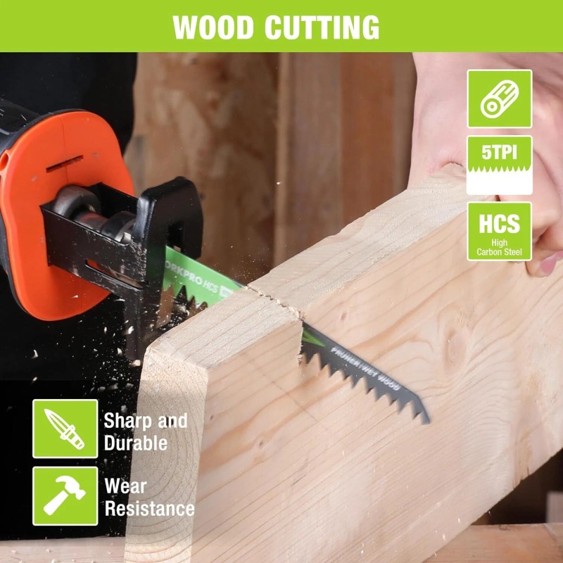 WORKPRO 10-Piece Wood Pruning Reciprocating Saw Blade Set 6/9" Pruner