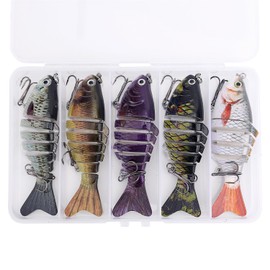 lasuroa 5 Stück Bionische Schwimmköder, 3D Lebensechte Angelköder Mehrgelenkiger Körper mit Realistischer Bewegung Perfekt für Angelliebhaber