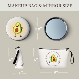 KONSOM Friendship Gifts for Women,Avocado Gifts,Avocado Purse,Avocado Bag,Cosmetic Bag with Mirror,Women Birthday Gift Ideas,Women Unique Gift,Gifts for Teens Girls,Sister Gifts,Small Gifts for Women