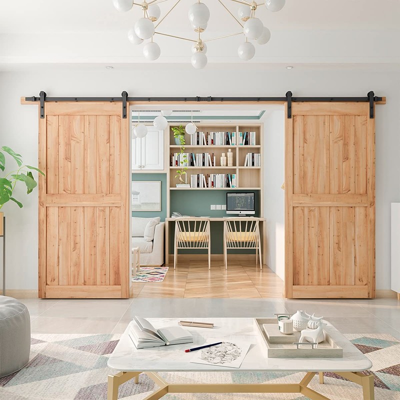 SMARTSTANDARD 13ft Heavy Duty Sturdy Double Sliding Barn Door Hardware