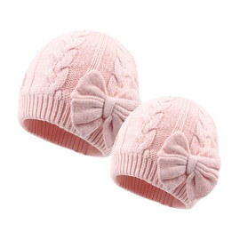 Winter Warm Knitted Baby Hat for Girls Cotton Lined Infant Toddler Girls Hat Autumn Cute Bow Classic Girls Beanie 0-6Y