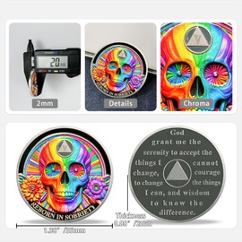 5 Year Sobriety Coin Gifts | Double Flower Black Butterfly AA Coin - HA AA Chip Medallion with Serenity Prayer | Narcotics Alcoholics Anonymous Gifts for Anniversary Year for Men & Women in Recovery