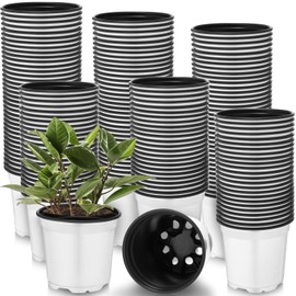 Havawish 150 Pcs 4 Inch Plastic Nursery Pots Seedling Starting Pots with Drainage Holes Thicken Flower Planters Seed Starting Indoor Outdoor for Seedling Cutting Transplanting (White)
