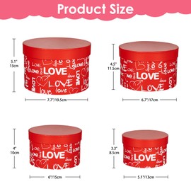 Luxury Round Nested Gift Boxes with Lids (Set of 4) – Reusable Sturdy Cardboard Gift Box Set for Birthdays, Weddings, Anniversaries, Christmas, and Valentine’s Day – Red