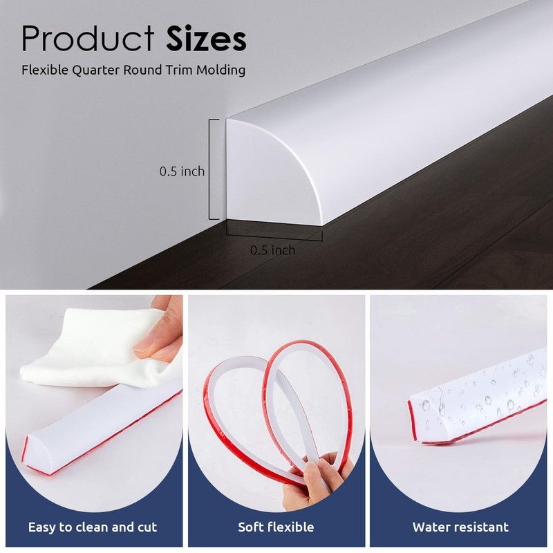 Flexible Quarter Round Molding,Peel and Stick Rubber Quarter Round Trim