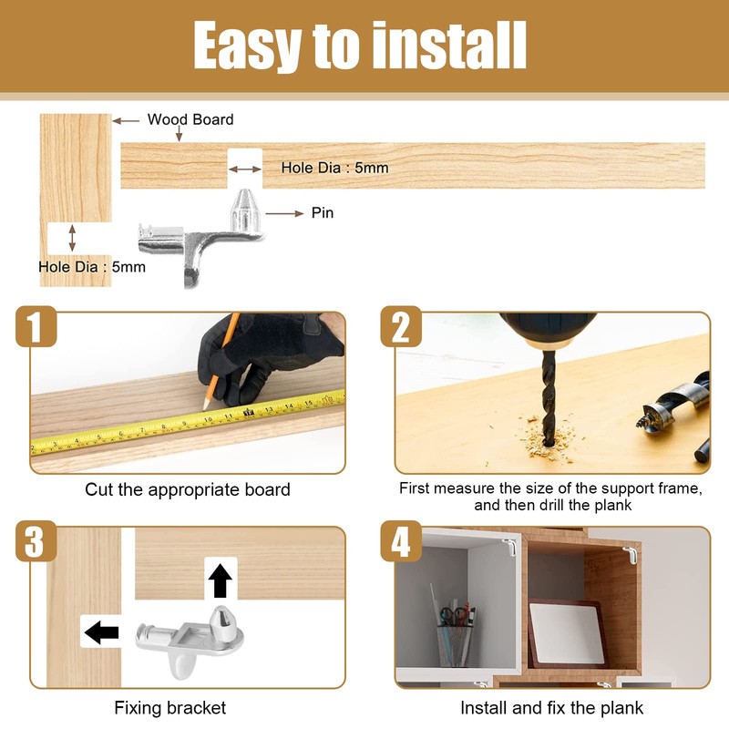 Shelves for Cupboards, 30 Pieces Shelf Brackets, 5 mm Shelf