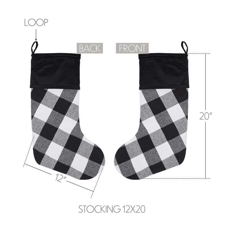 VHC Brands Annie Black Check Stocking 12x20