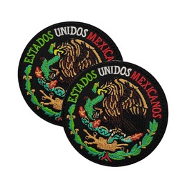 EmWoot 2PCS Mexico Mexican Emblem Patch Embroidered Tactical Military Morale Patch Hook and Loop(Black)