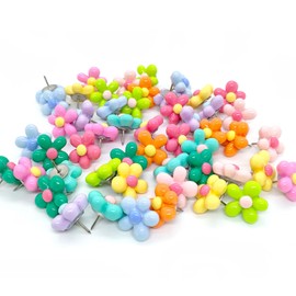 50 PCS Flower Push Pins Cute Flower Thumb Tacks Cork Board Tacks,Bulletin Board Tacks,Thumb Tack Decorative for CorkBoard, Office Organization or Home