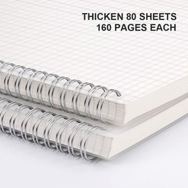 RETTACY Graph Paper Notebook 2 Pack - B5 Graph Spiral Notebook with 7.3"X 10",Total 320 Pages,100GSM Thick Paper for Work School Journals