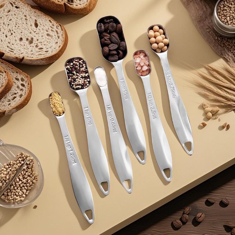 Heavy Duty Stainless Steel Metal Measuring Spoons for Dry or