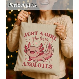 LUERHUI Axolotls Gifts Tote Bag for Girls, Just a Girl Who Loves Axolotls Tote bag for Axolotl Lovers