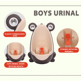 Children Urinal, Cute Frog Potty Training Urinal, Wall Mounted Potty Training Urinal Aiming Target Plastic Urinal Bathroom Funny Kids Pee Trainer for Kids Toddlers Children Boys (Curry)