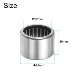 sourcing map HK2220 Needle Roller Bearings Open End, 22x28x20mm Chrome Steel Needle Bearing, P5 (ABEC 5)