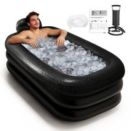 Inflatoast Portable Bathtub for Adults with Cover - Ice Bath & Hot Tub for Athletes Recovery, Home SPA - Large Inflatable Bathtub 62.2x37.4x17.72in, Includes Pump, Easy Inflate & Drain