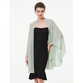 BEAUTELICATE Women's Chiffon Stole Festive Elegant Scarf Bolero Chiffon Scarf for Evening Dress Wedding Bridal Neckerchief Spring Summer, Sage Green