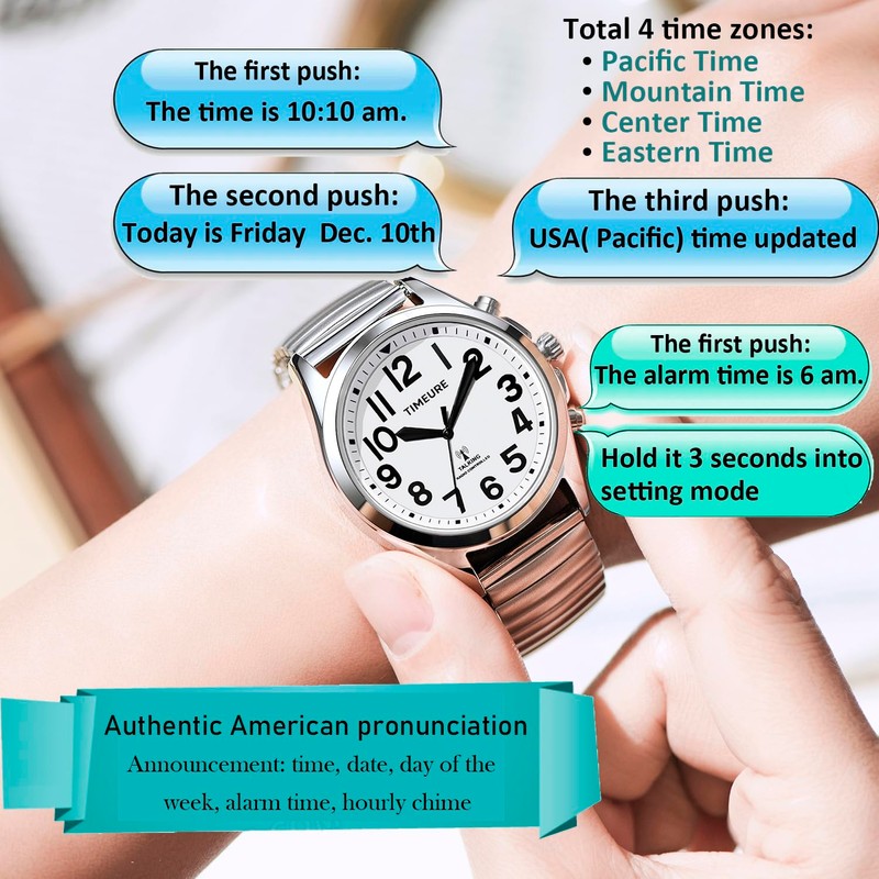 Lady's Talking Watch with Jumbo Numbers for Bind, Seniors,Visually impaired,or