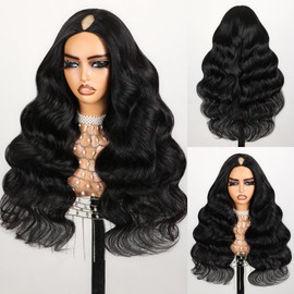 SUPERLOOK V Part Wig Human Hair Body Wave Glueless Wigs Human Hair Clip in V-Part Wigs Beginner Friendly No-Sew In No Glue Upgrade U Part Human Hair Wig 210% Density (22Inch,V Part Body Wave Wigs)