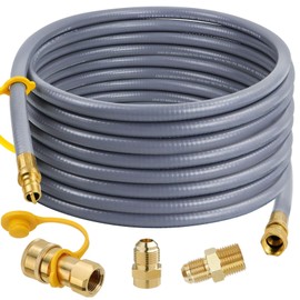 48FT 1/2 ID Natural Gas Hose for Generator with Quick Connect Fittings, Outdoor Natural Gas Line Hose for Grill with 1/2 Male Flare to 3/8 Female Flare Adapter - CSA Certified