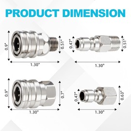 Ciunura 4 PCS Pressure Washer Coupler Quick Connect Fittings，1/4 in NPT Female and Male Thread (Premium Pressure Washer Hose Adapter Set), Stainless Steel Hose Connector, 2 Set