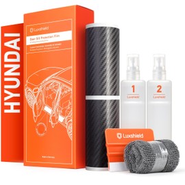 Luxshield Car Door Sill Protector for Hyundai Kona 1 (I) OS I 2017-2023 - Protective Film Car Door Accessories Trim Paint Protection Film Carbon Black