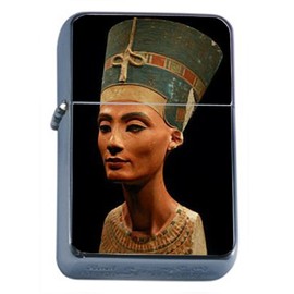 Queen Nefertiti Egyptian Windproof Refillable Flip Top Oil Lighter with Tin Gift Box D-115