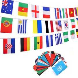 Flag Chain 100 Country Flags Garland World Flags, RosyFate Bunting Flags Garland, Sports Clubs, Country Flags Perfect Decorations for Bar, Party, Festival (25 Metres)