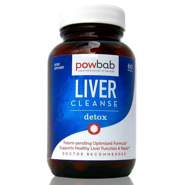 powbab Liver Cleanse Detox. #1 Patent-Pending Optimized Repair Formula. Liver Md Focus Research with Organic Baobab, Beet Root Powder, and Goji. Beats Milk Thistle Silymarin & Dandelion (60 Capsules)