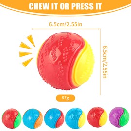 Mapneng 6Pcs Squeaky Dog Ball,Teeth Cleaning Dog Chew Toys,Indestructible Interactive Dog Ball for Pet Training,Promote Dog Training and Interest