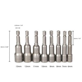 BE-TOOL Nut Driver Socket 1Pcs 1/4" Hex Socket Nut for Hand Drill, Electric Screwdriver and Socket Wrench Screw (19mm)