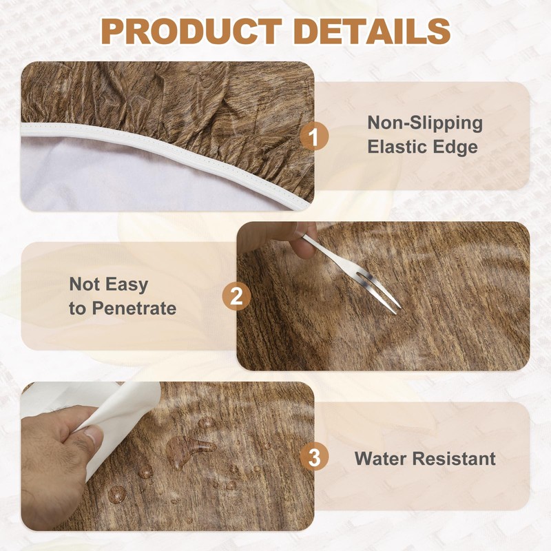 sourcing map Round Table Cover with Elastic Edge Fits 45"-56"
