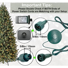 5/8 inch Plug Power Cord with On/Off Foot Switch Raintight 6FT w/Light Controle Module for Christmas Tree Holiday Lights Compatible Replacement for CZJUTAI Power Adapters - 8 Lights Mode