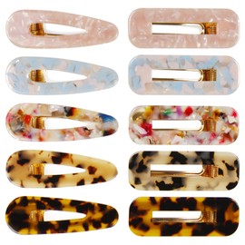 ginoya brothers Fashion Acrylic Hair Clips Non-Slip Large Barrettes Geometric Acrylic Resin Alligator Hair Clip Hair Pins Barrettes for Women Ladies Hair Accessories (Round 5 PCS)