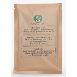 Super 7 mushroom extract powder - Fantastic Fungi® - Lion's Mane, Reishi, Turkey Tail, Cordyceps, Shiitake, Chaga and Maitake (36 Grams)