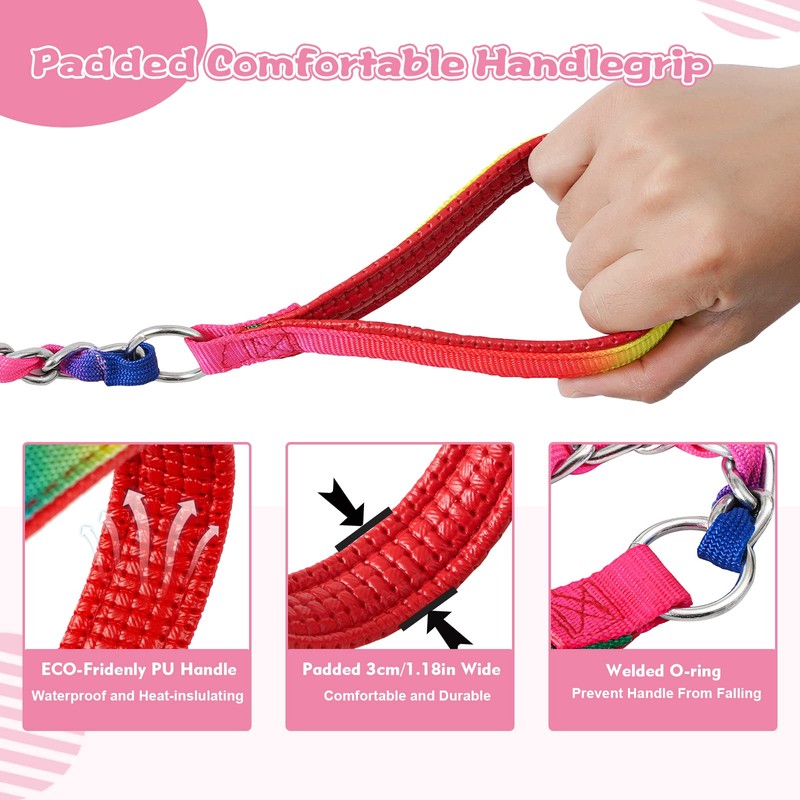 Chain Dog Leash Chew Proof, Metal Chain and Nylon Rope