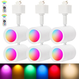 geenaes RGB Track Lighting Heads,H Type Color Changing Track Lights with Remote Control,RGBW Track Light Heads No Dimmer Required,16 Color + Warm White,CRI 90+,7W White,6Pack