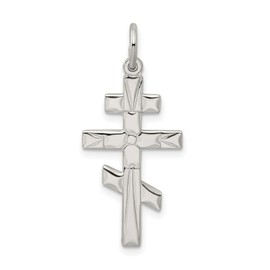 IceCarats 925 Sterling Silver Eastern Russian Orthodox Holy Cross Necklace Religious Chain Pendant Jesus Christ Charm 31mm x 15mm Only