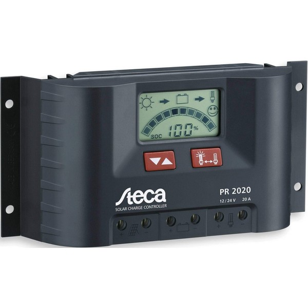 Steca Solar Panel Charge Controller/Regulator with LCD Display and Direct Output for 12V Loads up to 20, Pack of 1, PR2020