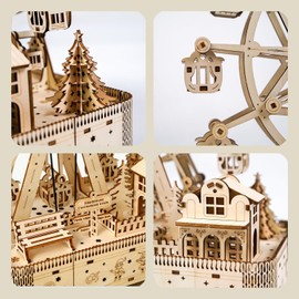 3D Wooden Puzzle, DIY Musical Ferris Wheel Model Kits, Mechanical Construction Puzzle Model Craft Toy Set, Christmas and Birthday Gifts for Teenagers and Adults.