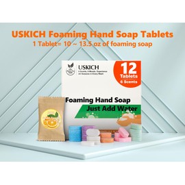 USKICH Foaming Hand Soap Tablet Refills -12Pack | Eco Friendly Products & Cleaning Supplies | Variety Fragrance Soap Refills Tablets for Using With Foaming Hand Soap Dispenser (12 x 8 Fl oz bottles)
