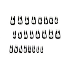 24Pcs Press on Nails long Rhinestones Coffin French Fake Nails Ballet Luxury Black Line Glossy Fake Nails, for Women and Girl DIY Manicure