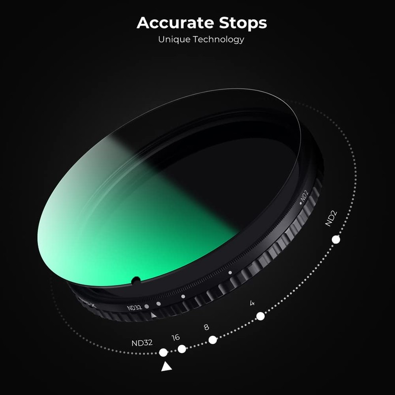 K&F Concept 43mm Variable ND2-ND32 Lens Filter, No Black X