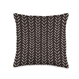 Abstract Lines Pattern in Beige on Black AEY316 Throw Pillow