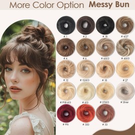 KISANOF Messy Bun Hair Piece 100% Real Human Hair Strawberry Blonde Mixed Bleach Blonde Fluffy Donut Messy Bun with Elastic Band(1 Count #P27-613