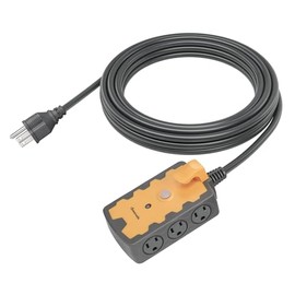 DEWENWILS - Tira de alimentación de taller, tira de 6 salidas con cable de extensión de 15 pies, calibre 14/3C resistente, cable de alimentación SJTW para interiores y exteriores, interruptor de