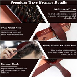 Boar Bristle Hair Brush, 100% Natural Boar Bristle & Eucalyptus Wood Brush for Women Men, Smoothing Brush Enhances Shine, Reduces Static, Ergonomic Handle