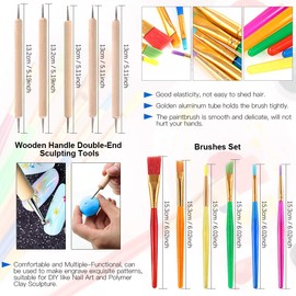 Glarks 26 Pieces Carving Tools Set for Modelling Clay Modelling Tool Plastic Modelling Tool Double Sided Dotting Clay Tool Scraper Brush Ruler Acrylic Clay Roller Acrylic Plate