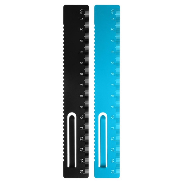 QUARKZMAN Pack of 2 Straight Rulers 15 cm Metal Aluminium