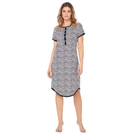 e.Femme Anita 801 Maternity Nightshirt with Nursing Function Black/White