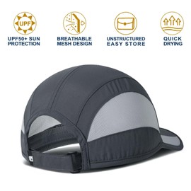 GADIEMKENSD Quick Drying Breathable Running Outdoor Hat Only, Dark grey, blue, 56 - 60